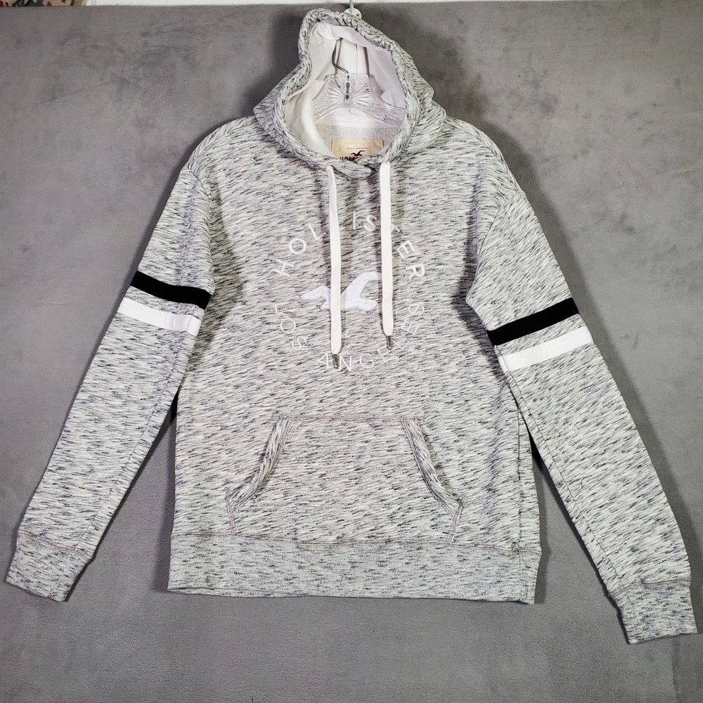VTG Y2K Hollister Hoodie S Gray Heathered Embroidered Logo Pullover Skate Preppy